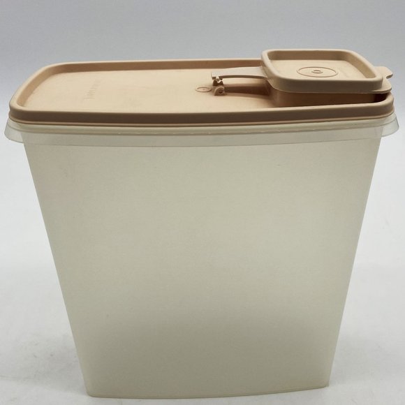 Vtg Tupperware Plastic Storage Container Clear Pink Lid 10" Tall Kitchen Cereal - Picture 1 of 8